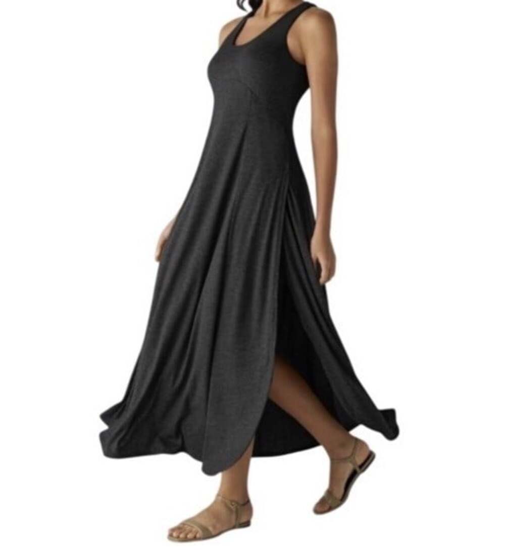 Halara U Neck Flowy Maxi Casual Tank Dress Women XL Black Four Way Stretch